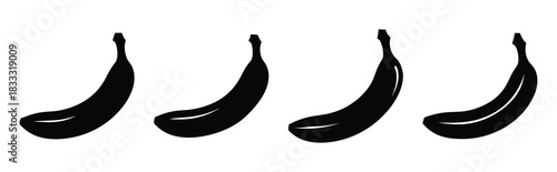 Set of vector banana  icon in silhouettes. Vector illustration icon set