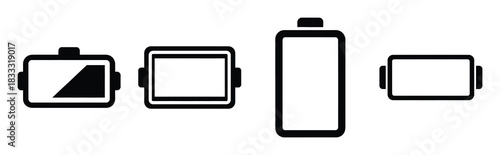 Set of vector battery full  icon in silhouettes. Vector illustration icon set