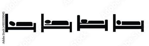 Set of vector bed  icon in silhouettes. Vector illustration icon set