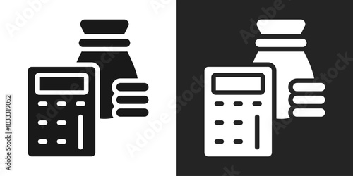 Calculator Icon In Black And White Glyph Style