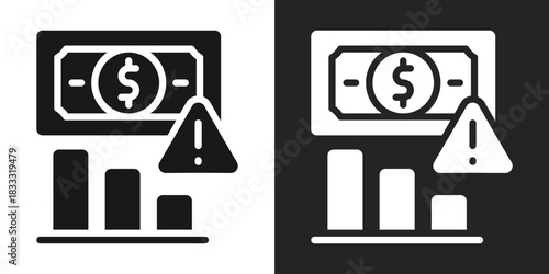 Deflation Icon In Black And White Glyph Style