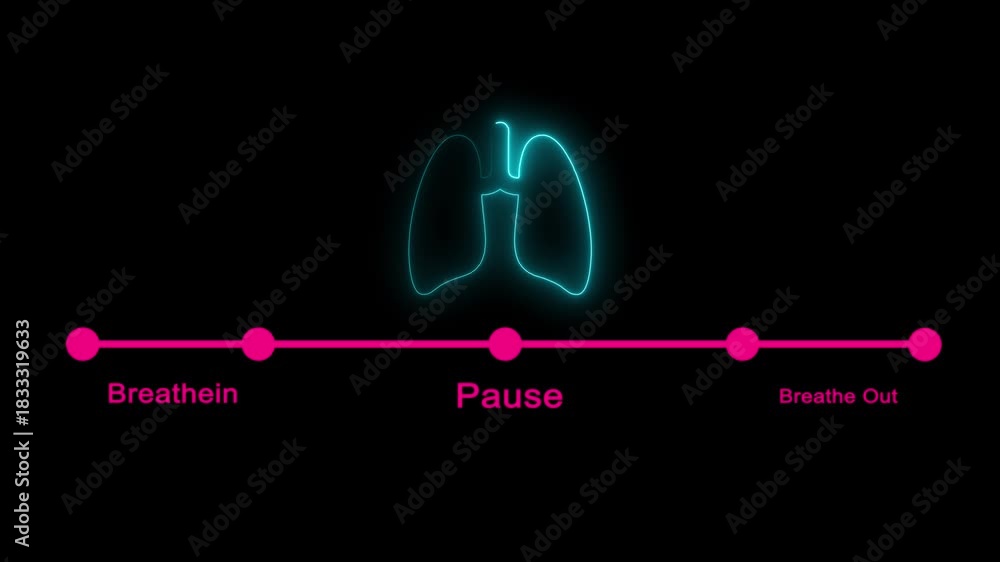 custom made wallpaper toronto digitalNeon glowing lungs diagram illustrating the full breathing cycle timeline with detailed anatomy, vibrant respiratory animation, futuristic medical visualization isolated on dusk black background.