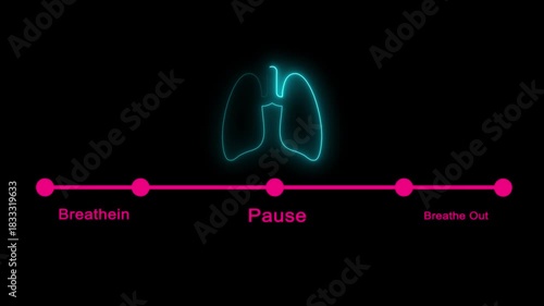 Wallpaper Mural Neon glowing lungs diagram illustrating the full breathing cycle timeline with detailed anatomy, vibrant respiratory animation, futuristic medical visualization isolated on dusk black background. Torontodigital.ca