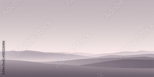 Minimalist Monochrome Misty Mountain Layers in Soft Taupe Gray Gradient with Serene Horizon Abstract Landscape Background