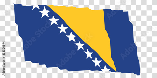 Flag of Bosnia and Herzegovina. Bosnian national symbol in official colors. Template icon. Vector background. Fluttering effect.