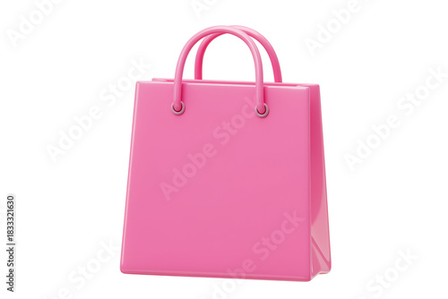Pink shopping bag 3D render isolated on transparent background for design