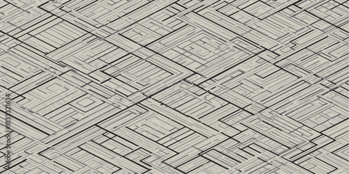 Intricate monochrome abstract geometric line pattern with overlapping angular shapes minimalist digital artwork