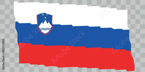 Flag of Slovenia. Slovenian national symbol in official colors. Template icon. Vector background. Fluttering effect.
