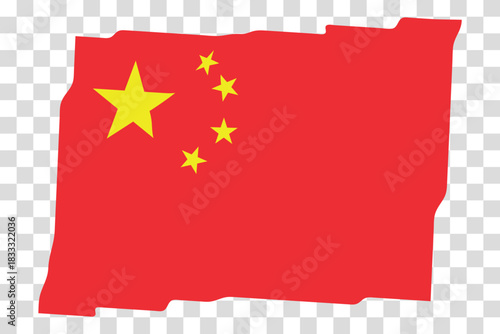 Waving Flag of China. Chinese national symbol in official colors. Template icon. Abstract vector background. Fluttering effect.