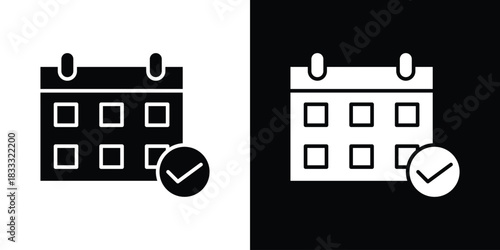 Calendar check icons. Vector Template Illustration Symbol Pixels Perfect