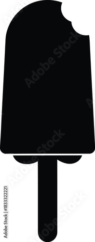 A simple black silhouette of a popsicle with a bite taken out of it