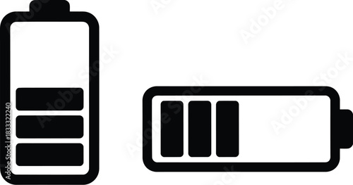 Two battery icons displaying different charge levels one full and one partial