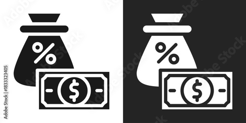Tax Icon In Black And White Glyph Style