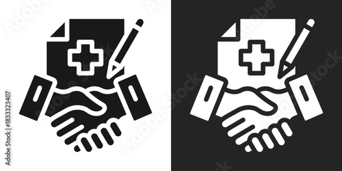 Contract Icon In Black And White Glyph Style