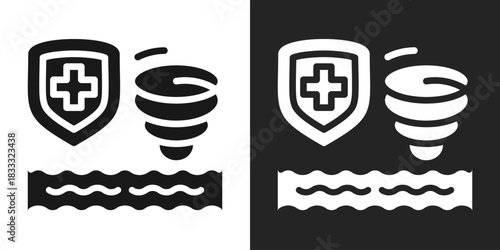 Catastrophic Icon In Black And White Glyph Style