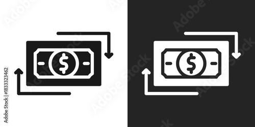 Cashflow Icon In Black And White Glyph Style