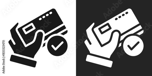 Debit Card Icon In Black And White Glyph Style