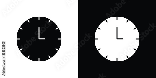 Clock two icons. Vector Template Illustration Symbol Pixels Perfect