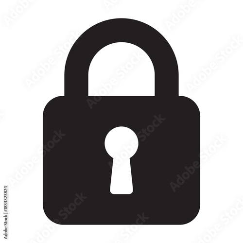 Solid lock icon showing security symbol with simple bold shape suitable for protection and privacy design usage.