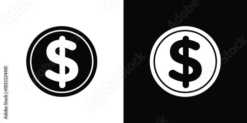 Coin icons. Vector Template Illustration Symbol Pixels Perfect