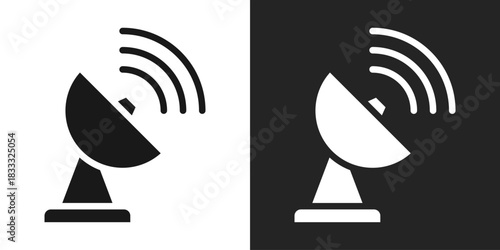Satellite Signal Icon In Black And White Glyph Style