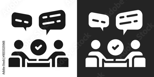 Negotiation Icon In Black And White Glyph Style