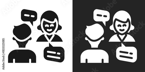 Interpersonal Icon In Black And White Glyph Style