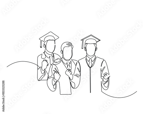 A joyful group of graduates wearing caps and gowns celebrate their success together at a graduation ceremony, symbolizing achievement, friendship, and the beginning of new journeys.