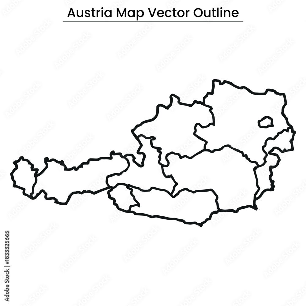 Obraz premium Austria Map Vector Outline Editable Country Silhouette with States