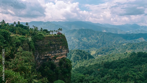 Stunning Landscape View of Verdant Mountains and Cliffs in a Tropical Paradis...