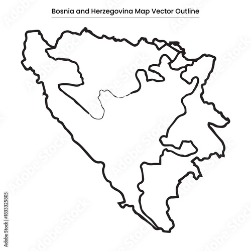 Bosnia and Herzegovina Map Vector Outline  Editable Country Silhouette with Entity Borders