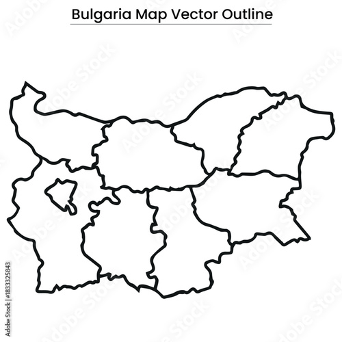 Bulgaria Map Vector Outline Editable Country Silhouette with Province Borders