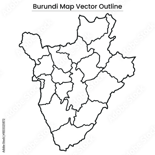 Burundi Map Vector Outline  Editable Country Silhouette with Province Borders