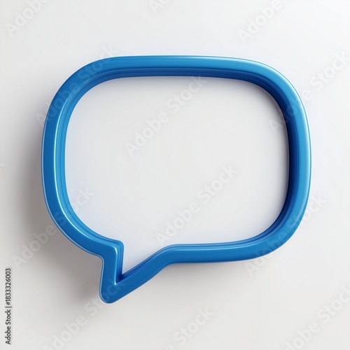 A 3D-rendered speech bubble with a blue border and white interior, Ideal for message, presentations, isolated on a white background. 