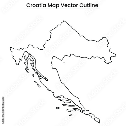 Croatia Map Vector Outline Editable Country Silhouette with County Borders
