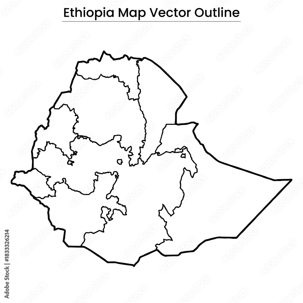 Fototapeta Ethiopia Map Vector Outline