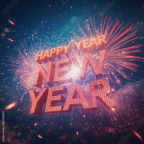 Celebrate the Arrival of a New Year With Confetti and Colorful Lights in a Fe...