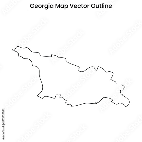 Georgia Map Vector Outline Editable Country Silhouette with Regions