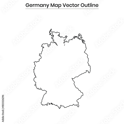 Germany Map Vector Outline Editable Country Silhouette with States