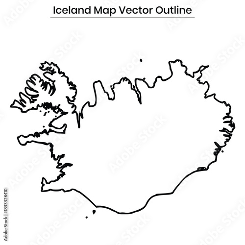 Iceland Map Vector Outline