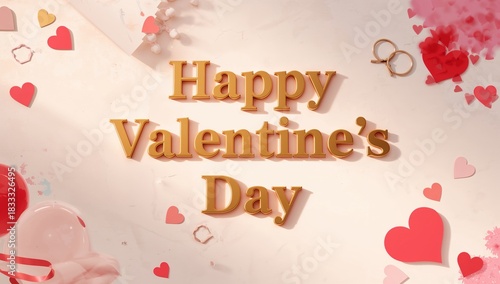 Happy Valentines Day Celebration With Hearts and Warm Wishes in Festive Design