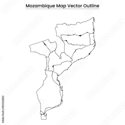 Mozambique Map Vector Outline