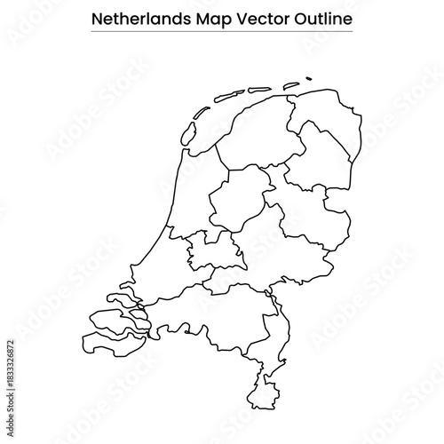 Netherlands Map Vector Outline