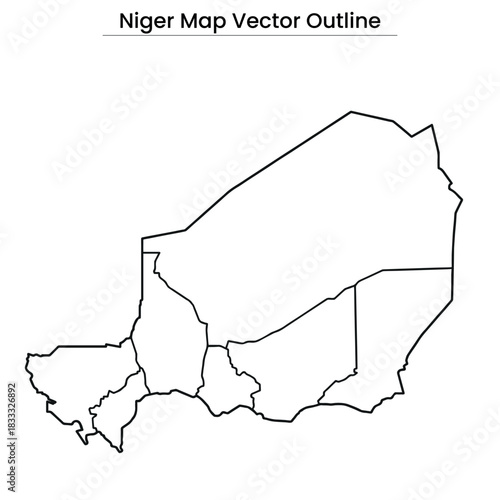 Niger Map Vector Outline, Editable Country Map