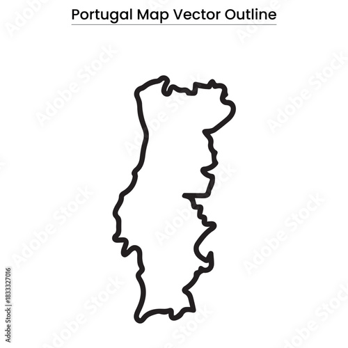 Portugal Map Vector Outline Editable Country Silhouette with Regions