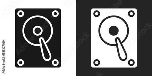 Hard Disk Icon In Black And White Glyph Style