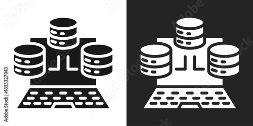 Database Server Icon In Black And White Glyph Style