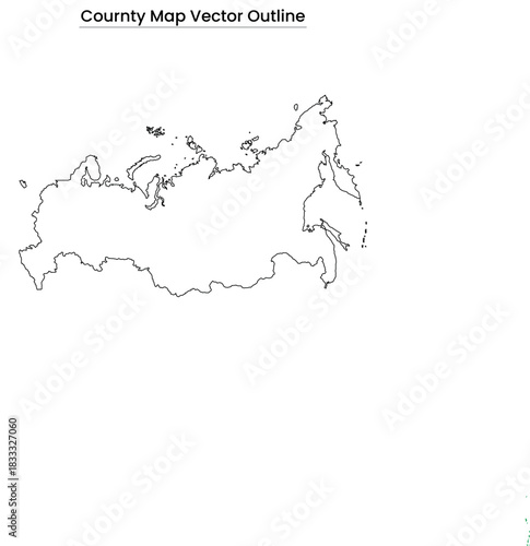 Russia Map Vector Outline Editable Country Silhouette with Regional Borders