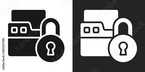 Secure Folder Icon In Black And White Glyph Style
