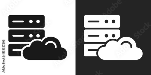 Cloud Server Icon In Black And White Glyph Style